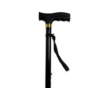 Deluxe Plain Black Durable Ladies Mens Adjustable Walking Stick Cane - 23" - 38.5"