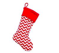 Deluxe Plush Red White Zig Zag Knitted Christmas Stocking, 40cm X 25cm