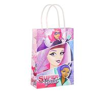 Deluxe Printed Paper Party Bags With Handle - 21 x 14 x 7 cm Birthday Loot Bag Gift Sweets Pinata Filler by Lizzy® (Pack of 8, Super Girls)