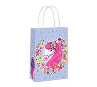 Deluxe Printed Paper Party Bags With Handle - 21 x 14 x 7 cm Birthday Loot Bag Gift Sweets Pinata Filler by Lizzy® (Pack of 8, Pony)