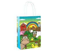 Deluxe Printed Paper Party Bags With Handle - 21 x 14 x 7 cm Birthday Loot Bag Gift Sweets Pinata Filler by Lizzy® (Pack of 1, Farm Animals)