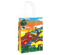 Deluxe Printed Paper Party Bags With Handle - 21 x 14 x 7 cm Birthday Loot Bag Gift Sweets Pinata Filler by Lizzy® (Pack of 12, Dinosaurs)