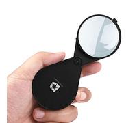 Deluxe Products Folding Pocket Magnifying Glass - Portable Compact Design for Travel, and 2.5" Glass Lens with 4X Magnification for Reading Small Print, and Hobbyists,Black,DP-7016