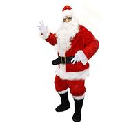 Deluxe Professional Santa Costume Father Christmas Suit Fancy Dress Costume - 11 Piece Velour Quality Plus Sized Santa Claus Costume Adults St Nick Plush X-Mas Outfit - Size: XXXXL