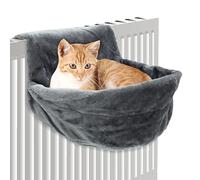 Deluxe Radiator Cat Bed with Strong Iron Frame Round Cosy Warm Fleece Beds Cat Hanging Hammock Style Home Cradle for Small Pets Kitten Puppy Dog(Grey)
