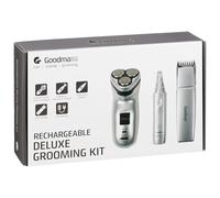 Deluxe Rechargeable Grooming Kit - Includes Contour Shaver, Side Burn and Moustache Trimmer Attachment, Nose and Ear Trimmer, and a Hair Trimmer