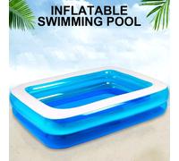 Deluxe Rectangular Inflatable Family Swimming Paddling Pool Garden 79"x59"x20"