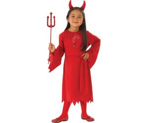 DELUXE RED DEVIL Family Fancy Dress Costume Halloween Ladies Mens Girls Devils