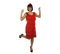 Deluxe Red Flapper Costume with Matching Sequin Headband and Silver Pearl Necklace I Love Fancy Dress Red XXL