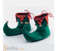 Deluxe Red & Green Elf Boot Shoes Pixie Christmas Unisex Fancy Dress Accessory
