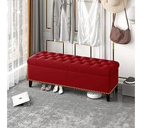 Deluxe Red Velvet Storage Ottoman Tufted Footrest Elegant Bedroom Solution 39x16x18 Inches Perfect for nizing Items Beneath Bed