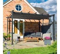 Deluxe Retractable Polyester Canopy with Grey Aluminium Frame Cheshire Dark Grey One Size