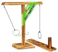 Deluxe ring toss game made of wood - The action ring hook party game; ring toss hook battle game in the luxury version - exciting duels for parties (improved version 2.0) (2)