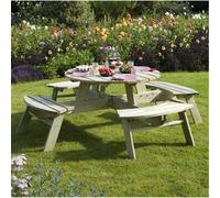 Deluxe Round Picnic Garden Table Cheshire Light Oak One Size