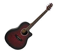 Deluxe Roundback Electro Acoustic Guitar by Gear4music Red Burst
