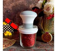 Deluxe Saffron Mill Grinder - Handheld Glass Spice Grinder for Cooking, Tea, and Herbal Use - Fine Powder Mortar with Mesh - Durable Design with Moisture-Proof Lid (1, Grey)