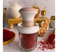 Deluxe Saffron Mill Grinder - Handheld Glass Spice Grinder for Cooking, Tea, and Herbal Use - Fine Powder Mortar with Mesh - Durable Design with Moisture-Proof Lid