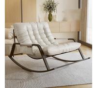 Deluxe Samba Rocking Chair Indoor & Outdoor Thick Padded Cushion Portable Armchair with Side Pocket for Balcony Porch Patio & Backyard Comfort