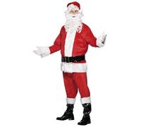 Smiffy's Men's Deluxe Santa Costume, Beard, Jacket, Trousers, Belt, Hat, Gloves -