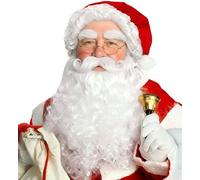 Deluxe Santa Claus Wig Beard Moustache Eyebrows Hat Set Father Christmas Boxed