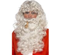 Deluxe Santa Claus Wig Beard Pipe Glasses Father Chrismtas Costume Accessory
