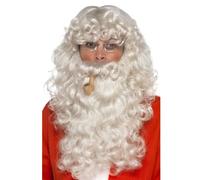 Deluxe Santa Claus Wig Dress-Up Set In Grey