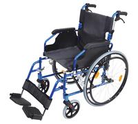 Deluxe Self Propelled Aluminium Wheelchair - Compact Foldable Design - Blue