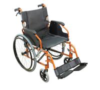 Deluxe Self Propelled Aluminium Wheelchair - Compact Foldable Design - Orange