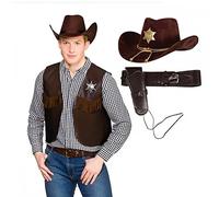 Deluxe Sheriff Hat + Dark Brown Waistcoat + Deluxe Holster