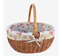 Deluxe Shopping Basket with Rose Lining - Brown / Large