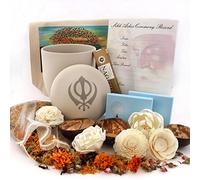 Deluxe Sikh Ceremony Set Including Water urn 100% biodegradable Khanda Symbol & flower petals, Floating Candles, Paper Floating Flowers