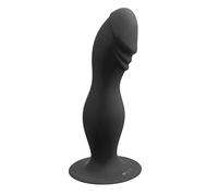 Deluxe Silicone Anal Plug GAUDIZAPFEN, Anal Dildo with Glans, Grooves & Suction Cup, Waterproof, Sex Toy for Men & Women (Black)