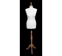 DELUXE Size 10/12 Female Dressmaking Dummy Tailors Bust Mannequin CREAM Jersey BEECH Effect Tripod Wooden Stand