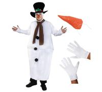 Deluxe Snowman Fat Suit with Carrot Nose & Gloves I Love Fancy Dress White One Size