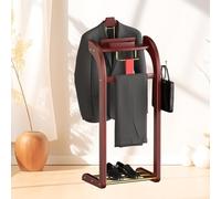 Deluxe Solid Wood Suit Valet Stand with Tray - Elegant Suit Rack Trouser & Tie Hanger for Bedroom Office Bathroom - Stylish & Functional Storage Solution