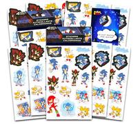 Deluxe Sonic the Hedgehog Stickers Bundle, 8 Sheets | Sonic 3 Stickers for Kids Birthday Party Favor Goodie Bags | Sonic Party Supplies Set for Boys