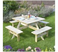Deluxe Square Picnic Garden Table Cheshire Light Oak One Size
