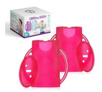 Deluxe Squeeze Proof Flipping Holder (2-Pack with lids) for Food Pouches & Juice Boxes - Multipurpose - Prevent Messes & Support Self-Feeding - Easy Grasping Handles - Made in USA