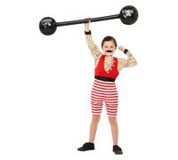Smiffys Deluxe Strong Boy Costume, Multi-Coloured with Short Jumpsuit & Moustache, Boys Fancy Dress, Child Dress Up Costumes