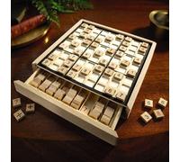 Deluxe Sudoku Game - Mathematical Puzzle Wooden Board Game With 99 Puzzles At 3 Difficulty Levels - 27 X 27 X 5Cm