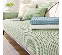 Deluxe Summer Cooling Ice Silk Sofa Cover, Couch For Sectional, L Shape, Corner, U Shaped, Anti-Slip Breathable 3D Structure Slipcovers, Furniture Protector(Green,43 * 94in/110 * 240cm)