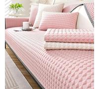 Deluxe Summer Cooling Ice Silk Sofa Cover, Couch For Sectional, L Shape, Corner, U Shaped, Anti-Slip Breathable 3D Structure Slipcovers, Furniture Protector(Pink,36 * 71in/90 * 180cm)