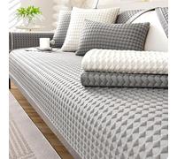 Deluxe Summer Cooling Ice Silk Sofa Cover, Couch For Sectional, L Shape, Corner, U Shaped, Anti-Slip Breathable 3D Structure Slipcovers, Furniture Protector(Gray,43 * 94in/110 * 240cm)