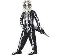 Deluxe T-Rex Skeleton Costume, Black, with Bodysuit, Tail & Mask with Lenticular 3D Print Eyes