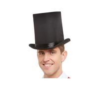 Smiffys Deluxe Top Hat, Black with Elastic Inner Rim, Circus Fancy Dress, Adult Dress Up Hats