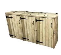 Churnet Valley Garden Furniture Churnet Valley Deluxe Triple Bin Store, Brown