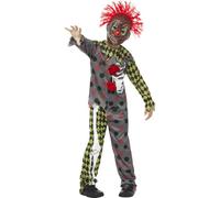 Smiffys Deluxe Twisted Clown Costume, Multi-Coloured with Top, Trousers & EVA Mask with Hair, Halloween Child Fancy Dress, Clown Dress Up Costumes