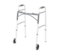 Deluxe Two Button Folding Walker with 5-Inch Wheels