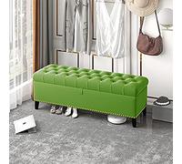 Deluxe Velvet Storage Bench Buttoned Footstool Stylish End Of Bed Storage Blue & Light Green 100x40x45cm & 120x40x45cm Modern Home Décor Essential