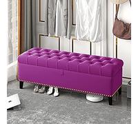 Deluxe Velvet Storage Bench Stylish Footstool with Buttons Blue & Purple End Of Bed Seating 100x40x45cm - Perfect for Home nization & Decor